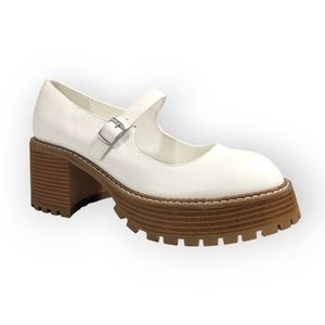 Mia Natania White Platform Mary Jane Lug Sole Pump (Women) 10M